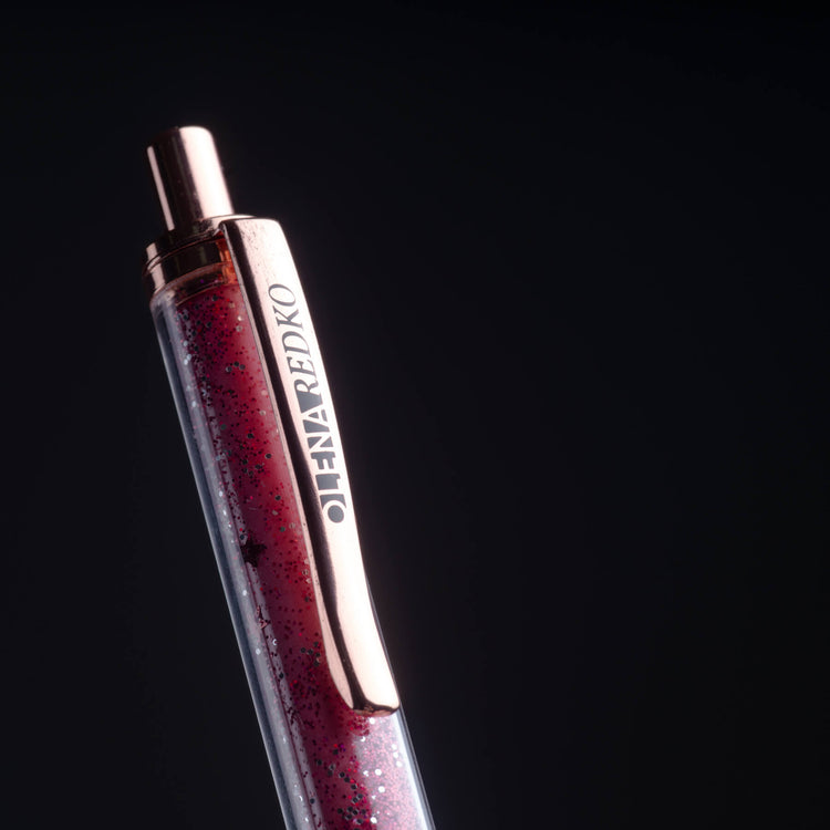 Металева ручка з гітером та градієнтом "Red stars"