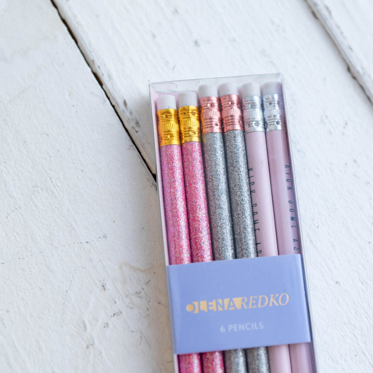 Набір графітових олівців з ластиками (6 шт)